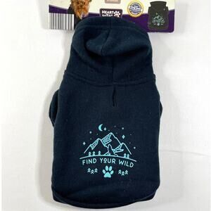 Heart to Tail Dog Cat Pet Find Your Wild Black Sweatshirt XS NEW
